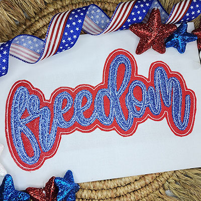 4th of July machine applique design with freedom double applique stitch
